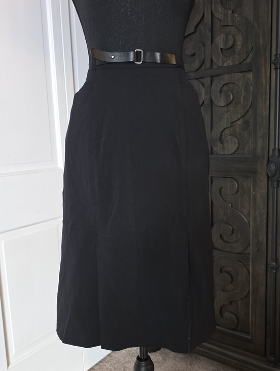 Dresses & Skirts - I.E. Black A-Line Midi Skirt Red Lined Slit Detail High Waist Size 8
